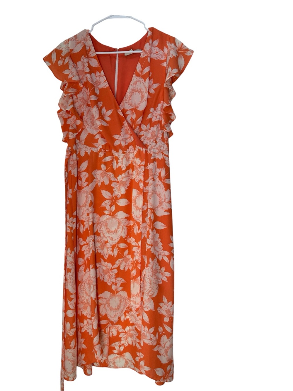 june & hudson Orange Floral Wrap Maxi Dress